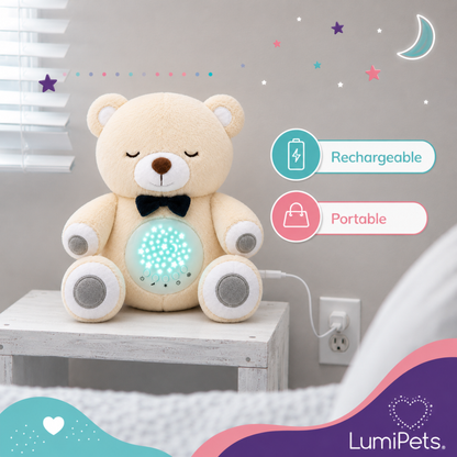 Lumipets Bear with Sound  Nursery Night Light & Sound Soother for Babies