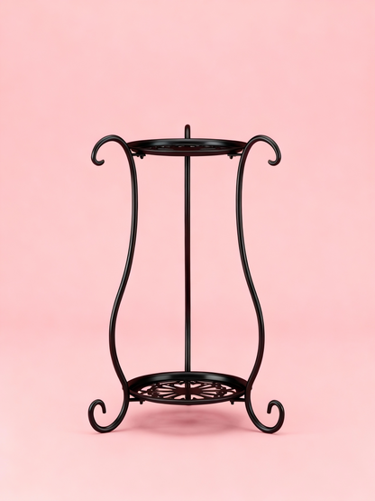 Two-Tier Metal Plant Stand – Double Layer Iron Flower Rack for Indoor & Outdoor Plants