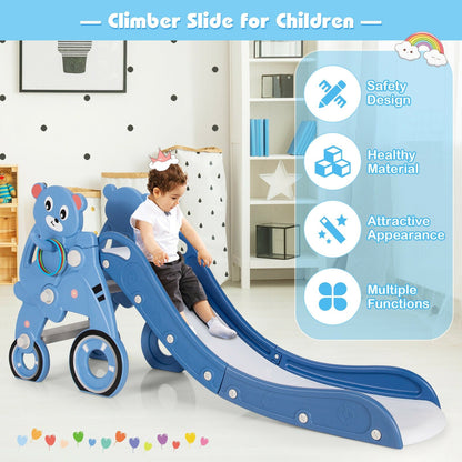 4-in-1 Foldable Baby Slide Toddler Climber Slide PlaySet with Ball