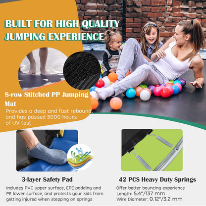 8/10 Feet Recreational Trampoline with Basketball Hoop