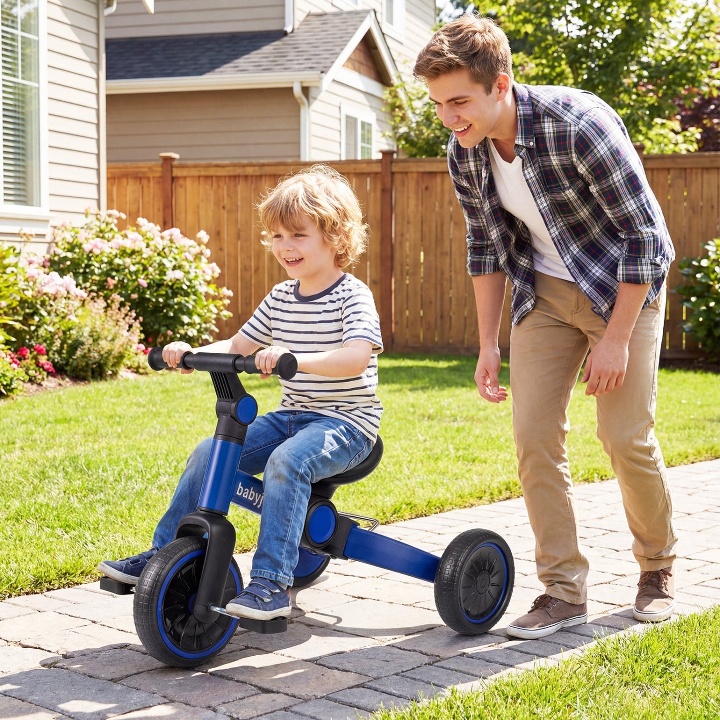 5-In-1 Toddler Bike Kids Balance Bike with Removable Pedals