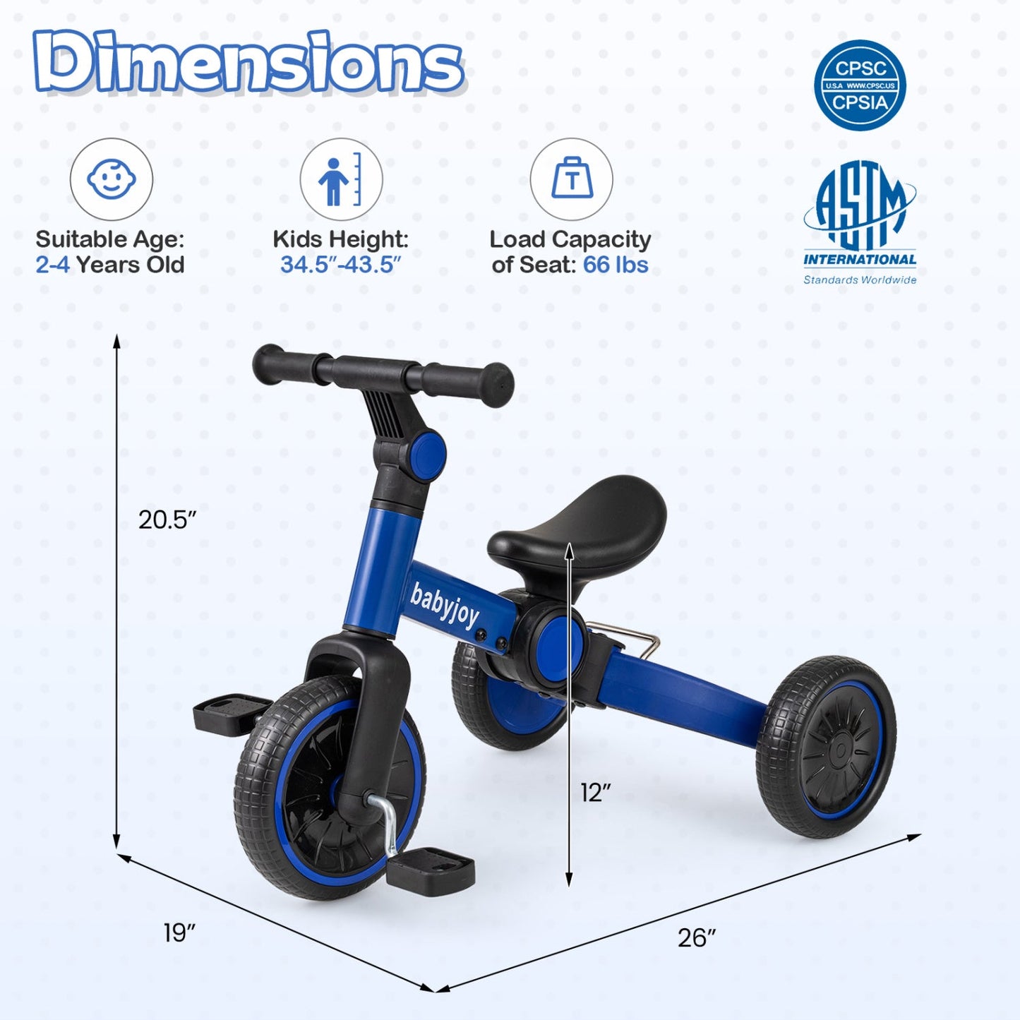 5-In-1 Toddler Bike Kids Balance Bike with Removable Pedals