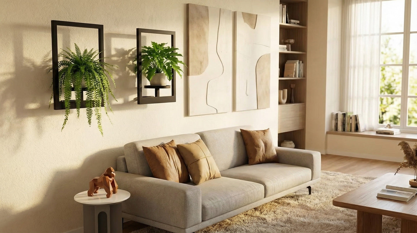 Metal Wall Frame Set with Shelf, Window-Style Holder for Small Pots & Home Decor