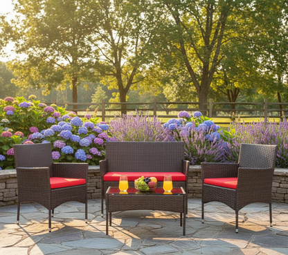 4Pcs Outdoor Patio Furniture Set – Rattan Wicker Sofa - Multiple Styles