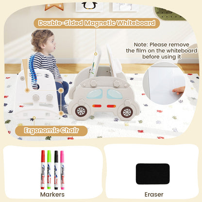5 in 1 Convertible Toddler Slide Set Kids Art Easel with Stool and Book Rack