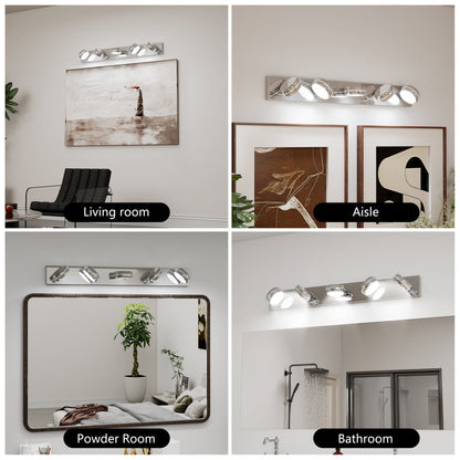 Modern Chrome LED Vanity Light Bar | 3/4/5/6-Light Bathroom Fixture over Mirror for Makeup & Daily Use