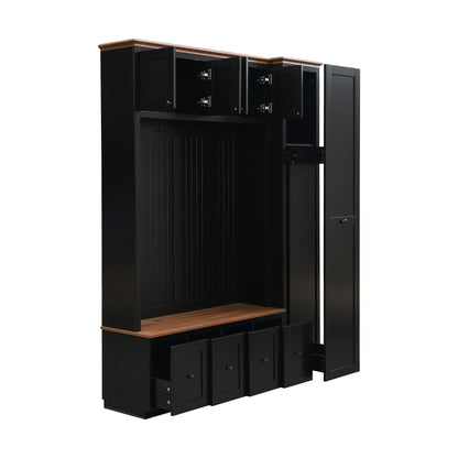 Entryway Hall Tree With Storage Bench, Coat Rack Shoe Bench With Cabinets