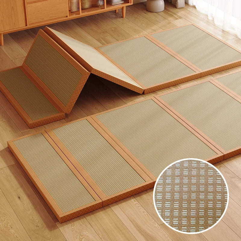 Foldable Japanese Tatami Rattan Mat – Cooling Summer Floor Rug