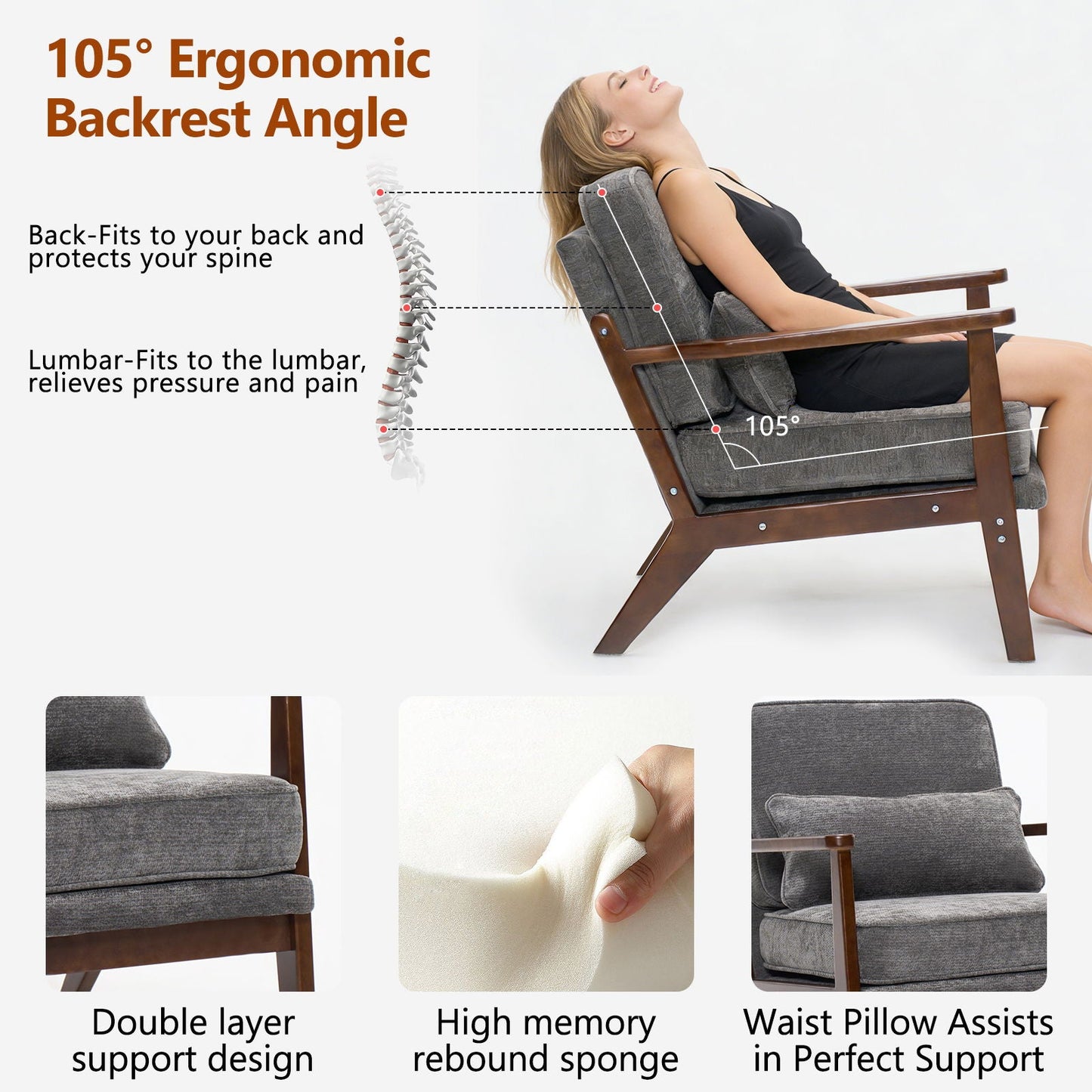 Living Room Chair With Lumbar Pillow