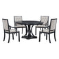 5 Piece Dining Set Extendable Round Table And 4 Chairs - Black / Oak