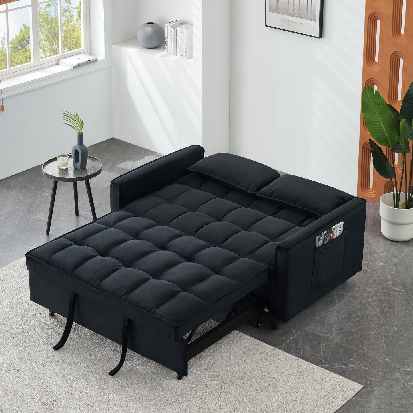 Sofa Bed With Pockets, 3 In 1 Convertible For Living Room