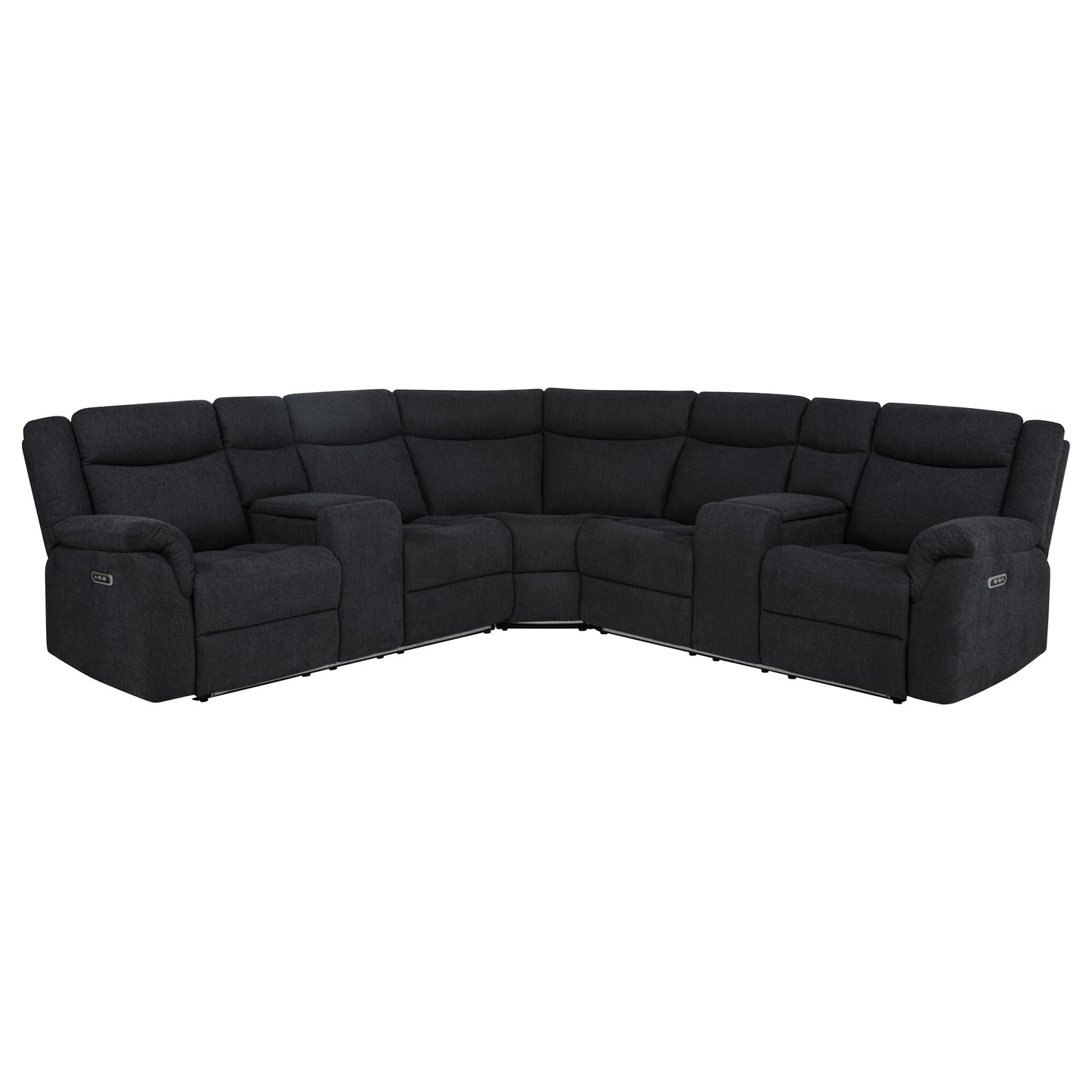 Hagen Upholstered Power Reclining Sectional Sofa Steel Grey