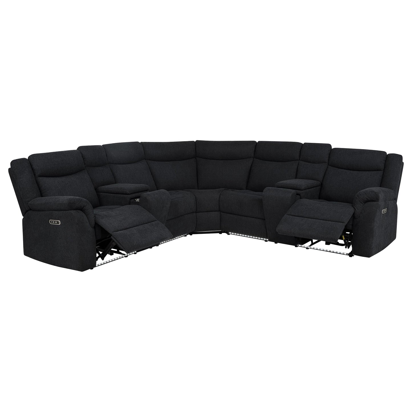 Hagen Upholstered Power Reclining Sectional Sofa Steel Grey