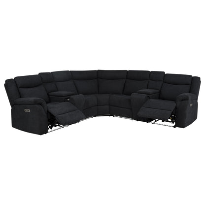 Hagen Upholstered Power Reclining Sectional Sofa Steel Grey