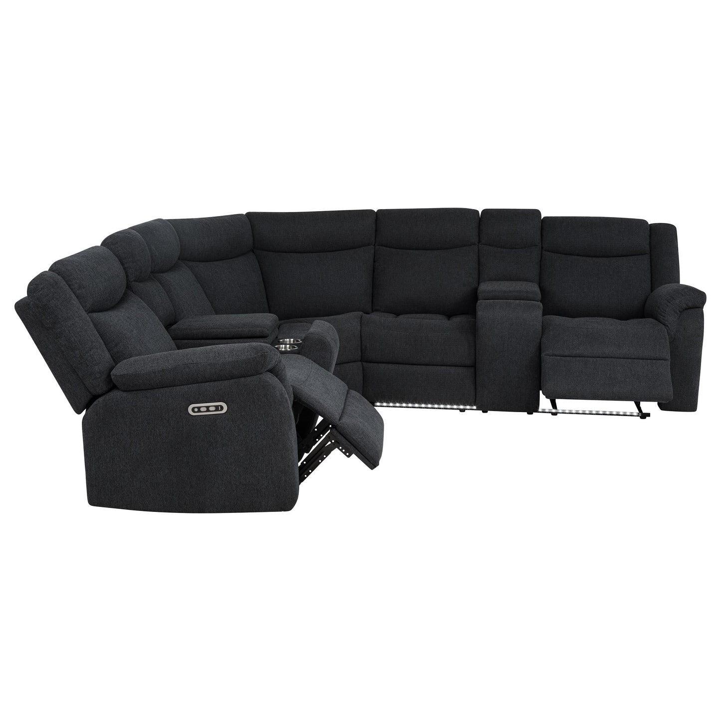 Hagen Upholstered Power Reclining Sectional Sofa Steel Grey