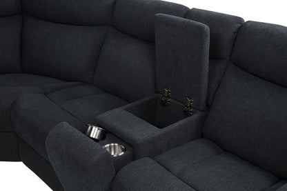Hagen Upholstered Power Reclining Sectional Sofa Steel Grey