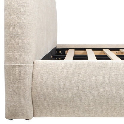 Archie Puffy Grounded Upholstered Platform Bed - Oatmeal Light