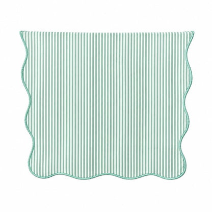 Fennco Styles Scalloped Stripe Table Runner 16 X 72 Inch - Lined Farmhouse Decorative Table Cover for Kitchen, Dining Room, Holiday & Everyday Home Décor (Natural)