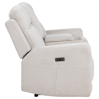 Kennett Chenille Upholstered Power Reclining Loveseat Ivory