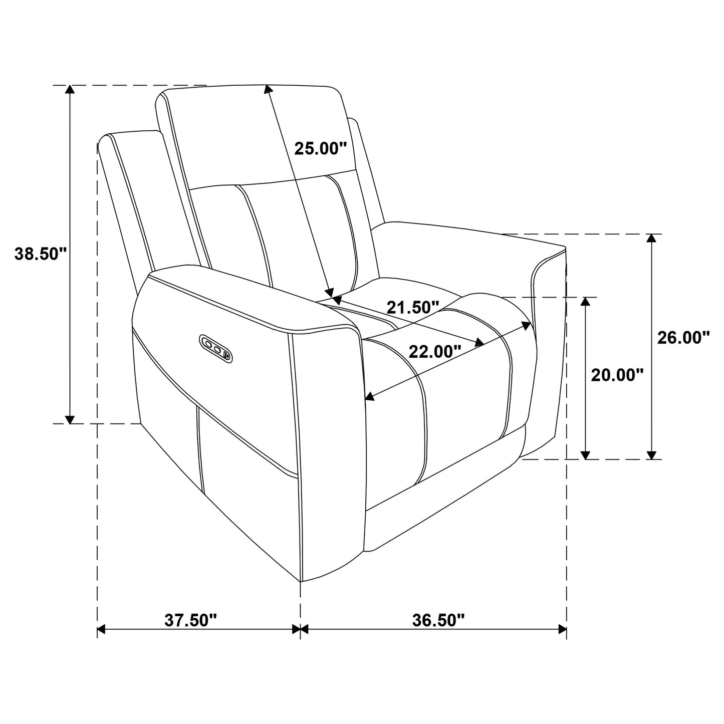 Kennett Chenille Upholstered Power Recliner Chair Ivory