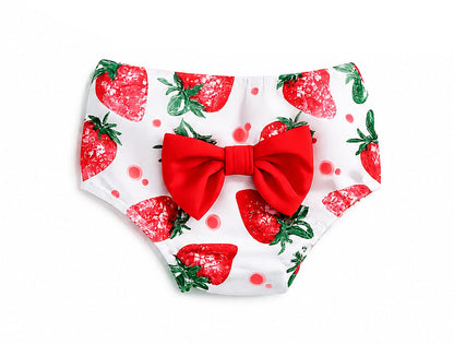 Stylesilove Toddler Girls Strawberry Bikini Swimsuit Set with Headband 3 Piece Swimwear