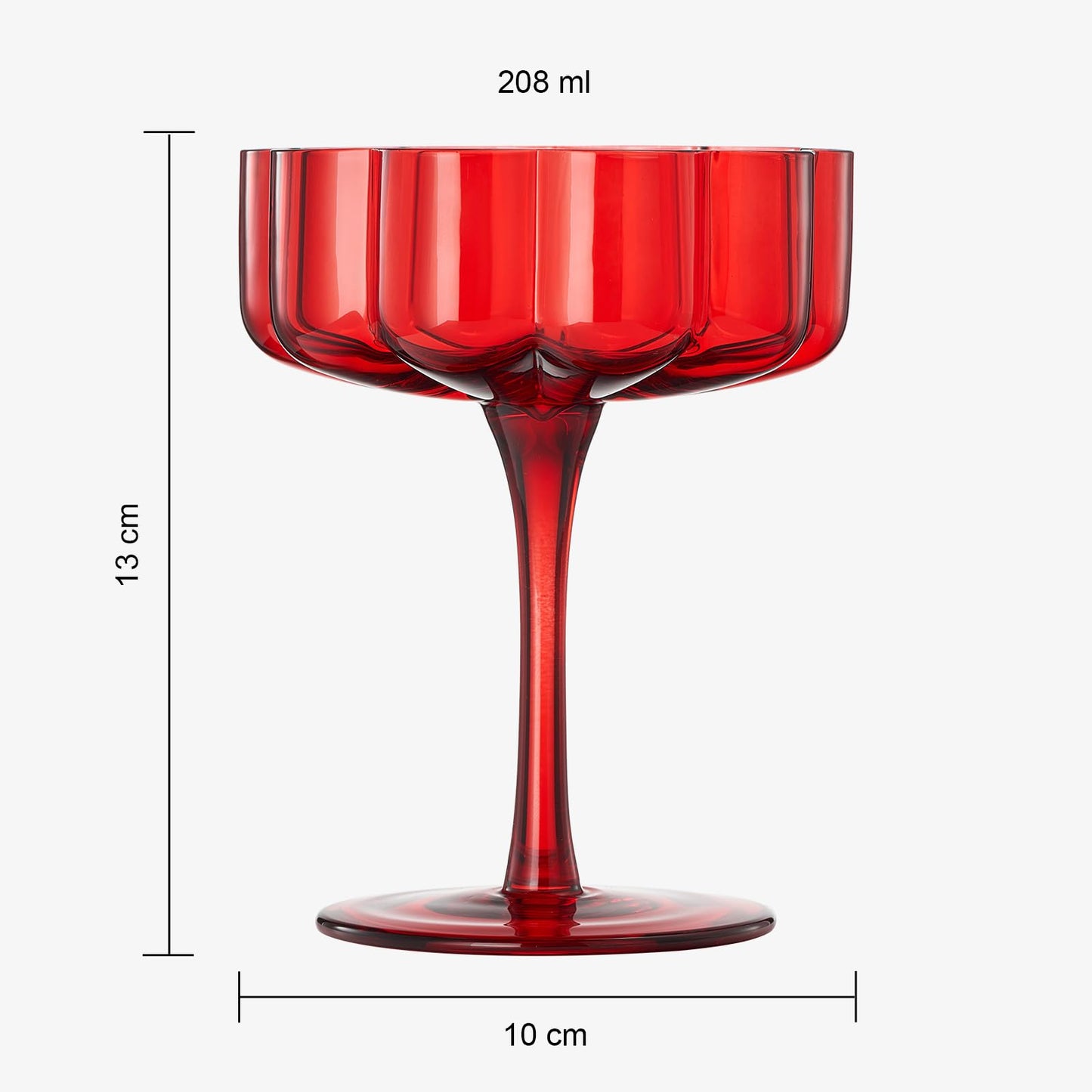 Flower Vintage Wavy Glass Coupes Martini, Champagne & Cocktail Coupes - Set of 2