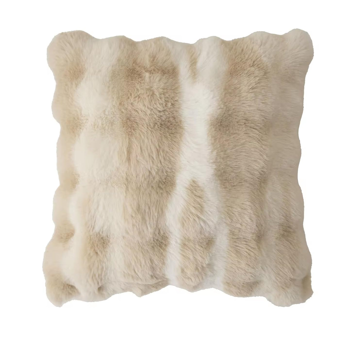 Fennco Styles Luxury Faux Fur Decorative Throw Pillow Cover 18" W X 18" L – Ivory Plush Fluffy Cushion Case for Couch, Bedroom, Living Room and Office Décor