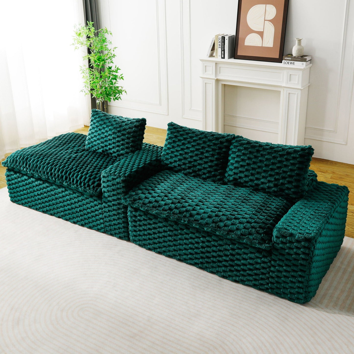 Modular Sofa, Convertible Twin Seat With Chaise Lounge