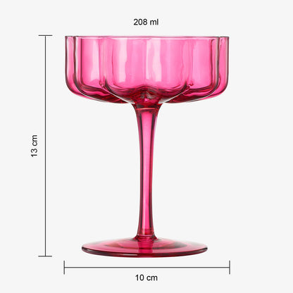 Flower Vintage Wavy Glass Coupes Martini, Champagne & Cocktail Coupes - Set of 2