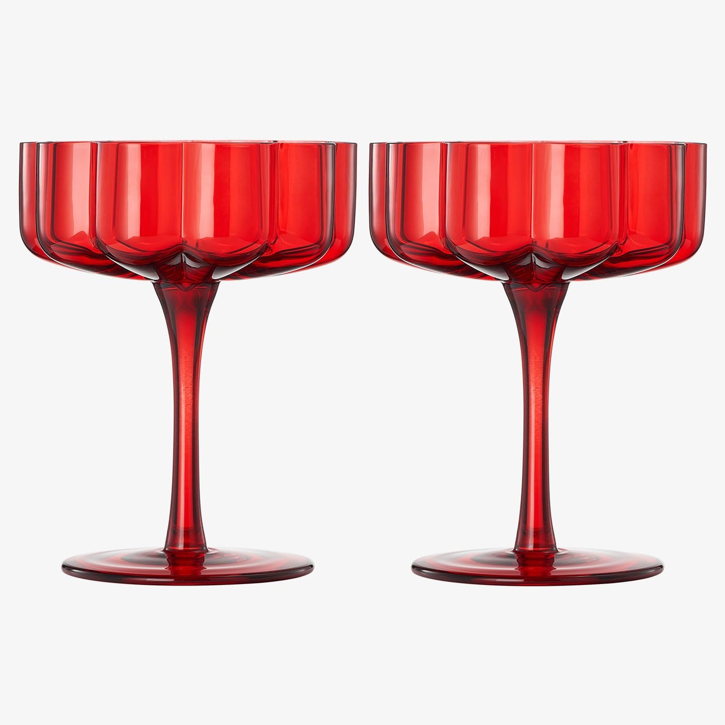 Flower Vintage Wavy Glass Coupes Martini, Champagne & Cocktail Coupes - Set of 2