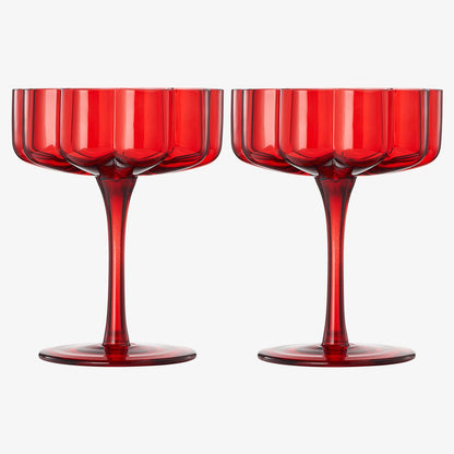 Flower Vintage Wavy Glass Coupes Martini, Champagne & Cocktail Coupes - Set of 2