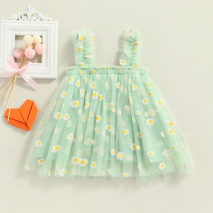 stylesilove Baby Toddler Girls Sleeveless Fruit Daisy Mesh Tulle Flower Girl Dress Birthday Wedding Party Tutu Sundress