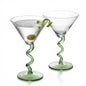 Spiral Stem Martini Glasses Set of 2, 9.2oz 7.05" Green