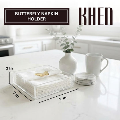 Butterfly Napkin Holder, Single Piece, Clear White Acrylic