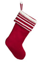 Fennco Styles Red Cable Knit Classic Striped Design Holiday Christmas Stocking - 8.5" W X 19" L