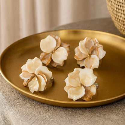 Elegant Flower Design Decorative Napkin Rings, Set of 4 – Peach Floral Napkin Holders for Wedding, Parties, Holiday Dinners & Everyday Use