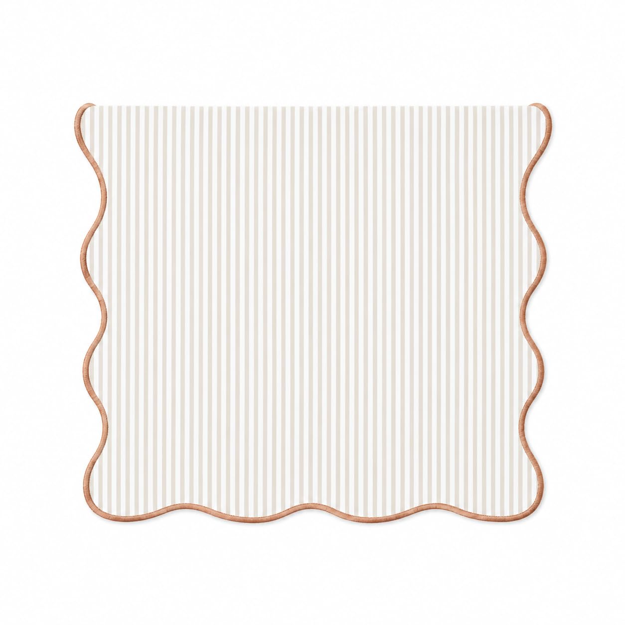 Fennco Styles Scalloped Stripe Table Runner 16 X 72 Inch - Lined Farmhouse Decorative Table Cover for Kitchen, Dining Room, Holiday & Everyday Home Décor (Natural)
