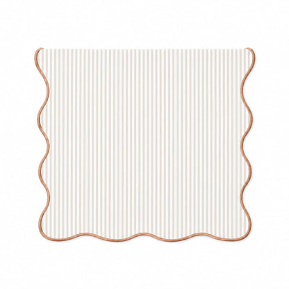 Fennco Styles Scalloped Stripe Table Runner 16 X 72 Inch - Lined Farmhouse Decorative Table Cover for Kitchen, Dining Room, Holiday & Everyday Home Décor (Natural)