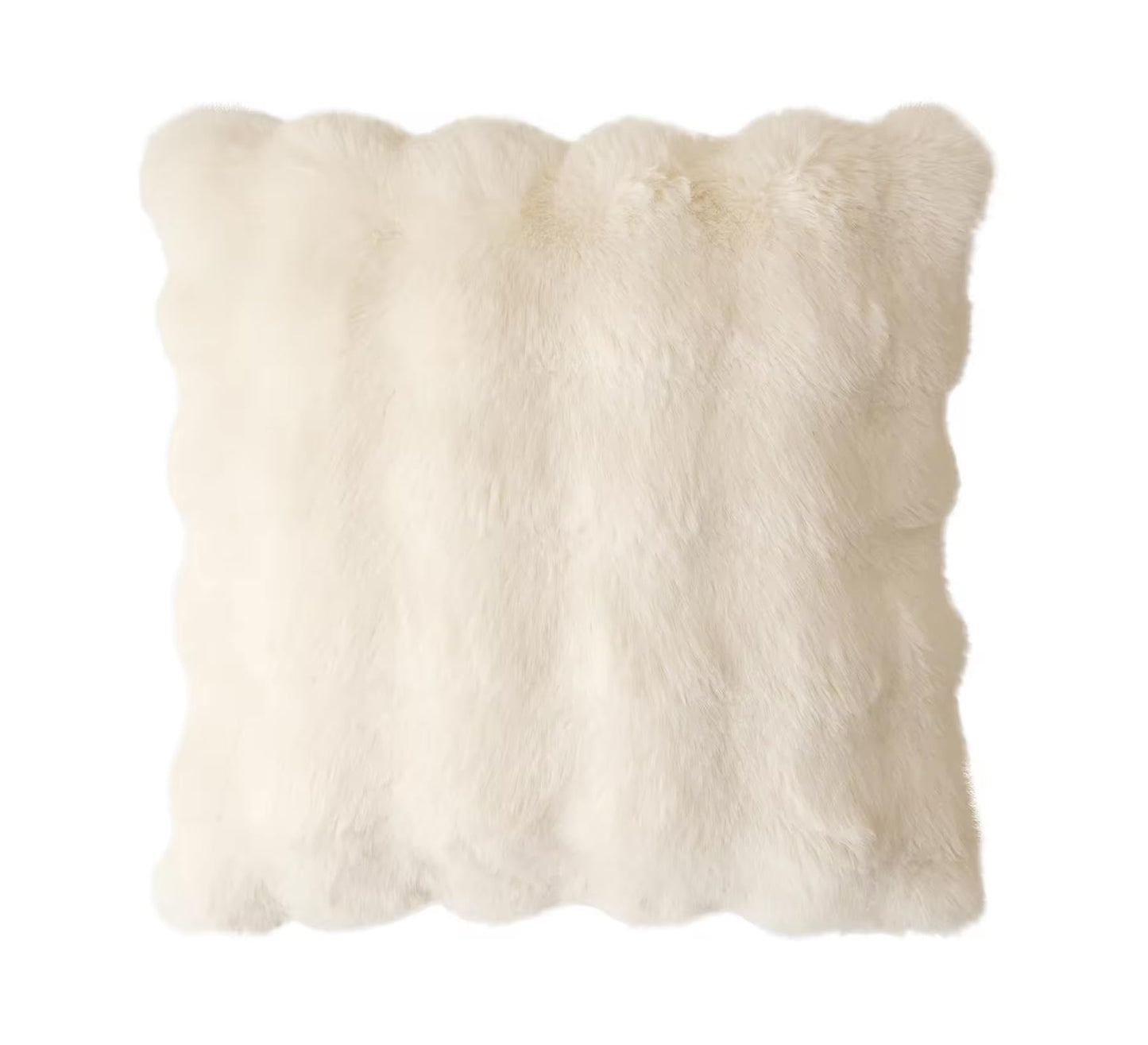 Fennco Styles Luxury Faux Fur Decorative Throw Pillow Cover 18" W X 18" L – Ivory Plush Fluffy Cushion Case for Couch, Bedroom, Living Room and Office Décor