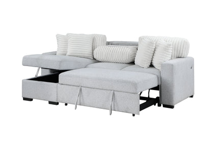 Ford Light Grey/White Reversible Pull Out Sofa Bed