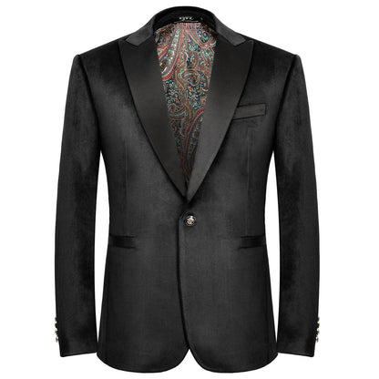 WYWK Men's Velvet Blazer One Button Casual Tuxedo