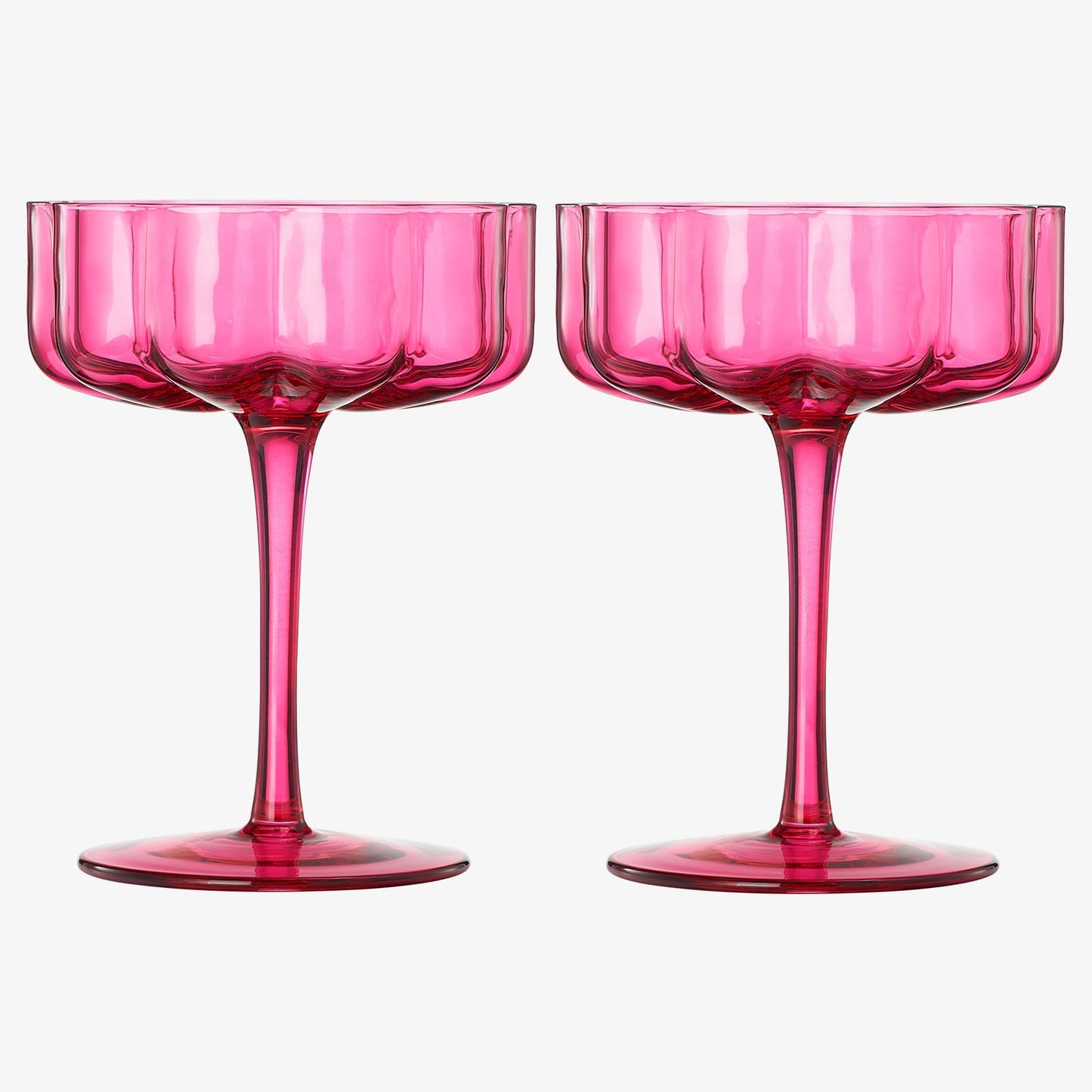 Flower Vintage Wavy Glass Coupes Martini, Champagne & Cocktail Coupes - Set of 2