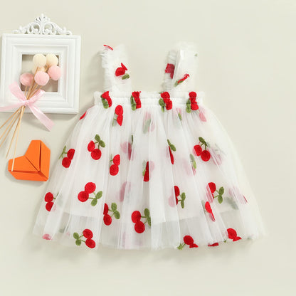 stylesilove Baby Toddler Girls Sleeveless Fruit Daisy Mesh Tulle Flower Girl Dress Birthday Wedding Party Tutu Sundress
