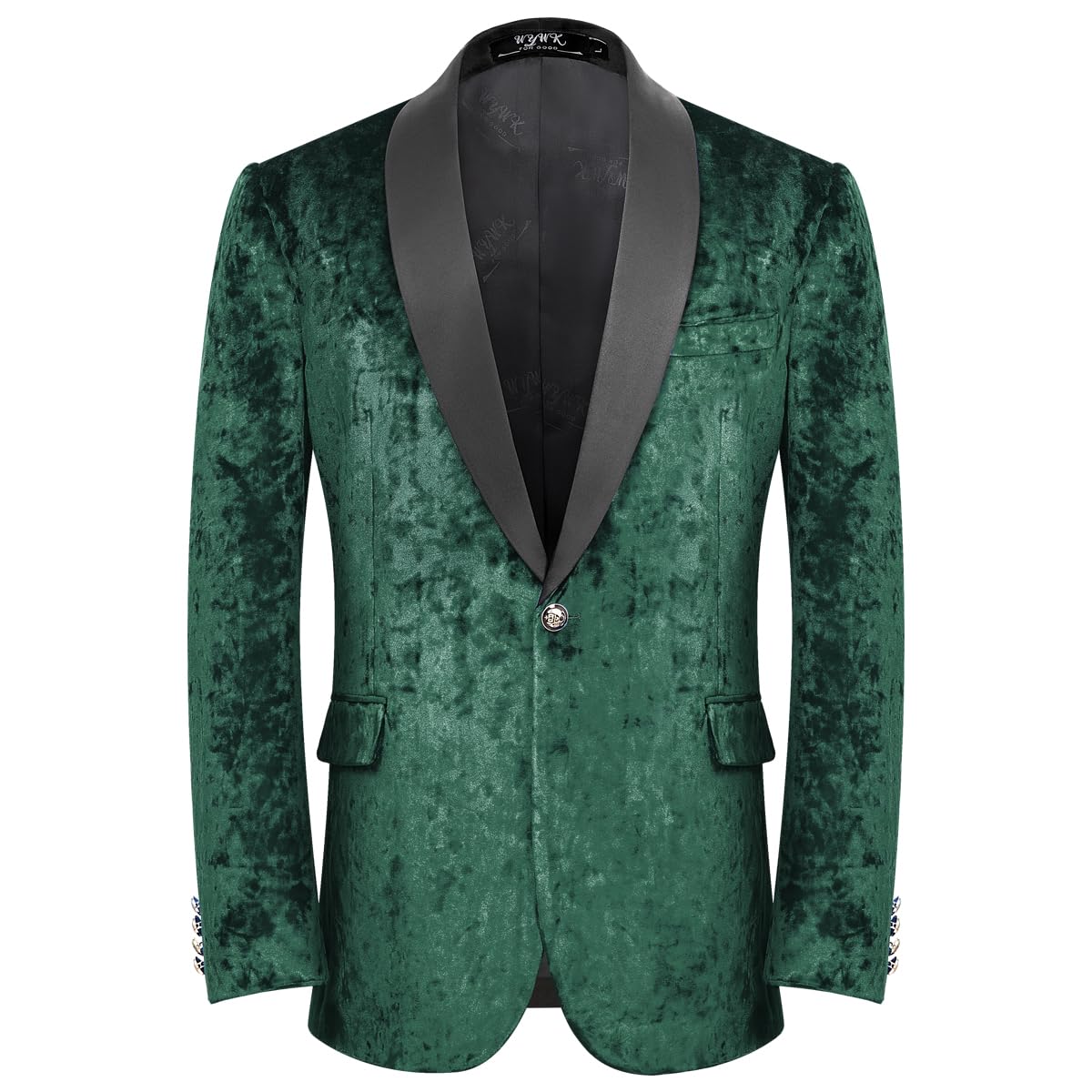 WYWK Men's Velvet One Button Blazer