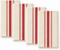 Fennco Styles Beige Cotton Cloth Napkins with Red Striped Design 20" X 20", Set of 4 - Farmhouse Reusable Dinner Napkins for Everyday Dining, Kitchen, Holiday & Rustic Table Décor