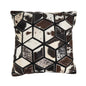 Fennco Styles Diamond Patchwork Hair On Leather Decorative Throw Pillow Cover 16" W x 16" L - Black & White Cushion Case for Home, Couch, Bedroom, Living Room and Office Décor