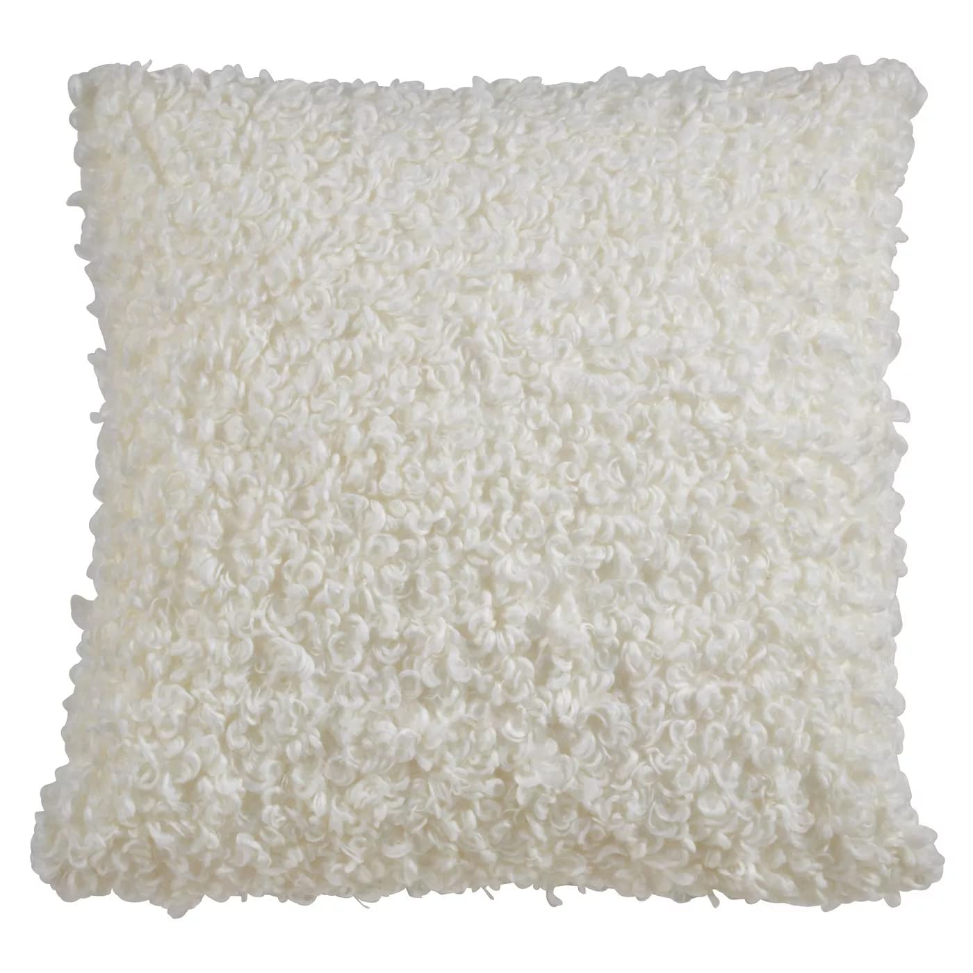 Fennco Styles Cozy Faux Lamb Fur Decorative Throw Pillow 18" W x 18" L – Ivory Cushion for Couch, Bedroom, Living Room and Office Décor