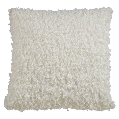 Fennco Styles Cozy Faux Lamb Fur Decorative Throw Pillow 18" W x 18" L – Ivory Cushion for Couch, Bedroom, Living Room and Office Décor
