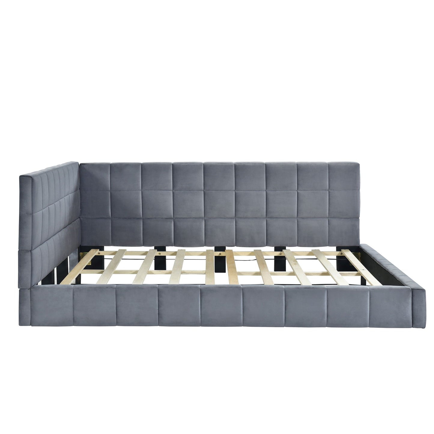 Full Size Upholstered Classic Daybed / Sofa Bed Frame, Elegant Design - Gray