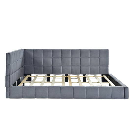 Full Size Upholstered Classic Daybed / Sofa Bed Frame, Elegant Design - Gray